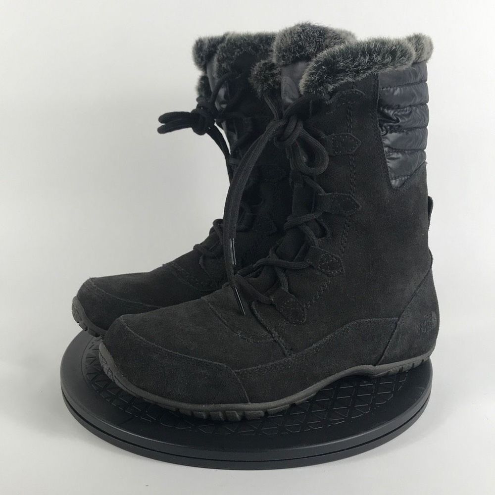 The North Face Nuptse Purna II Black Suede Winter Boots Women’s Size 9.5 - Picture 1 of 11
